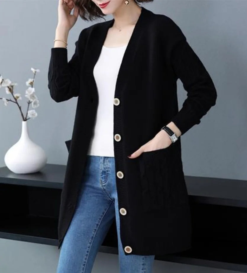Graciel - Cable Sleeve Knit Cardigan