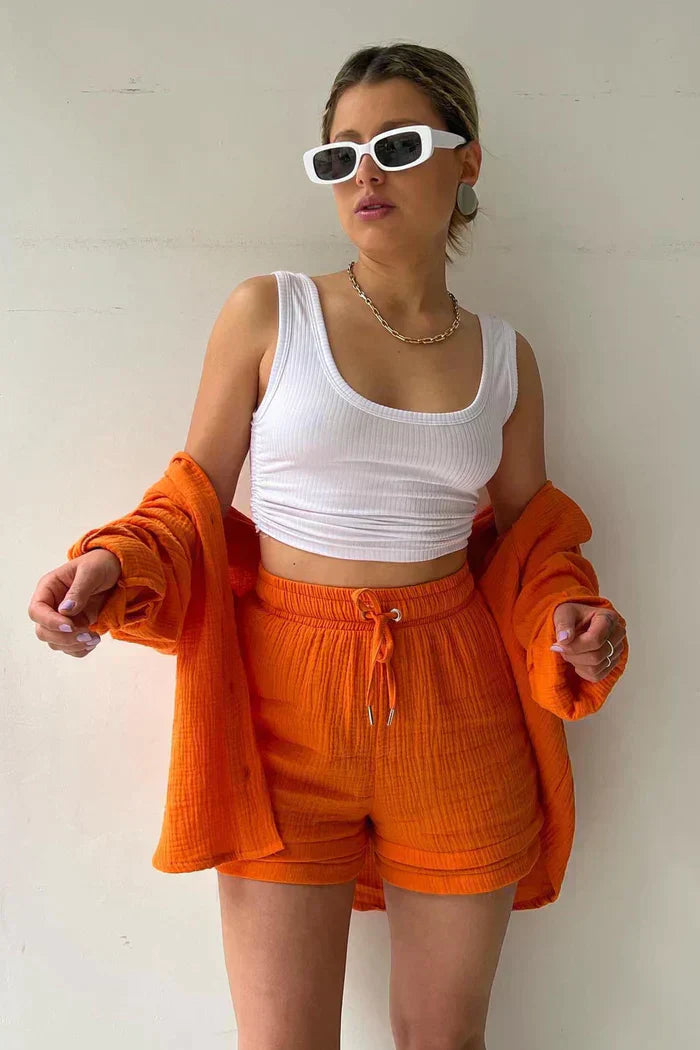 Avery – Solid Colour Shirt & Shorts Set