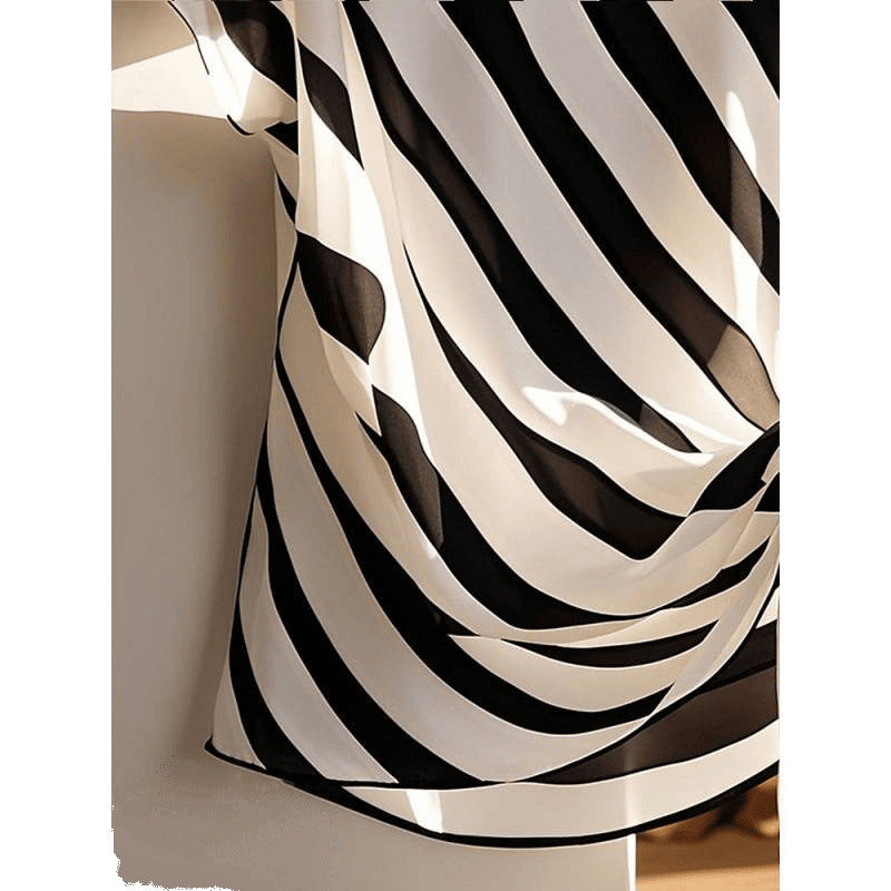 Tessa – Diagonal Stripe Tie Blouse