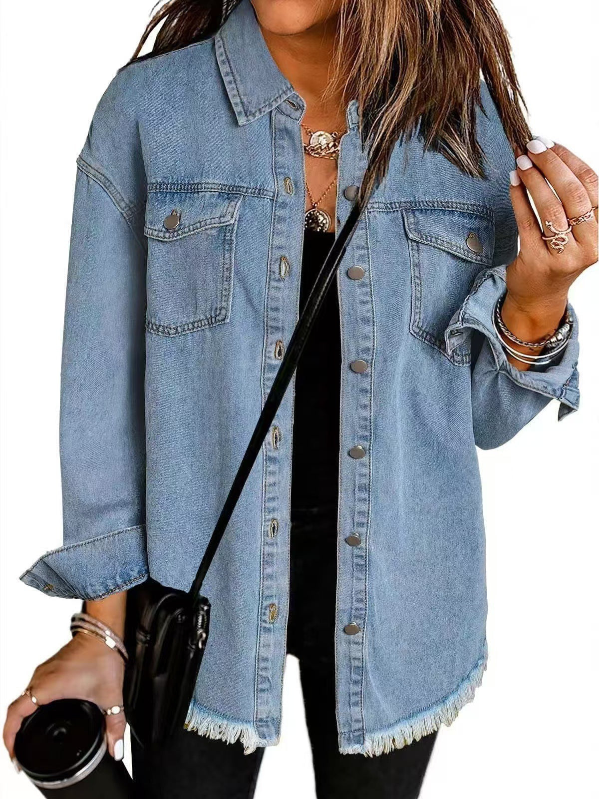 Harper-Denim Button-Up Jacket