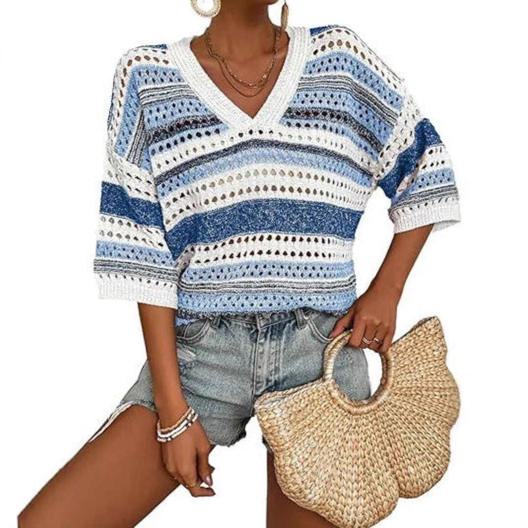Maya – Boho Knit Stripe Pullover