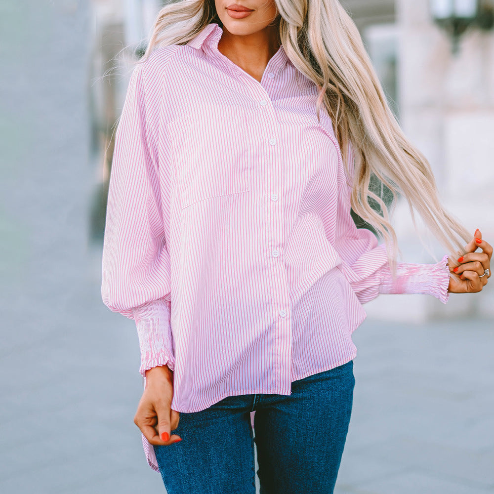 Sophie-Relaxed Striped Button-Up Blouse
