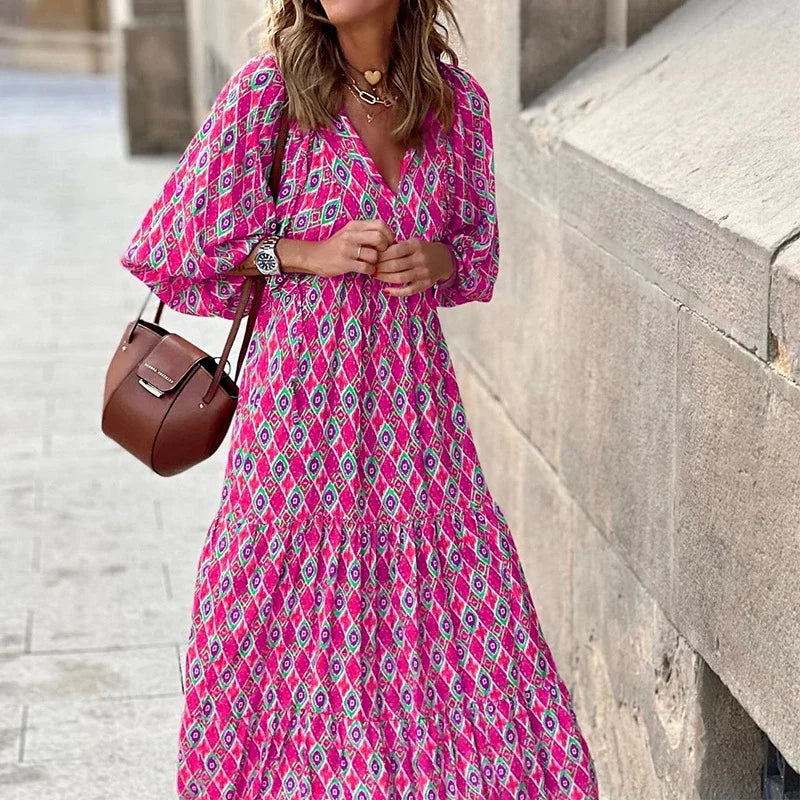 Elysia | Floral Print Boho Maxi Dress