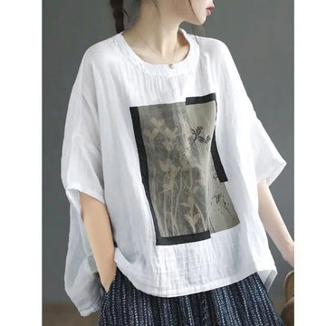 Heart – Oversized Printed Batwing Top