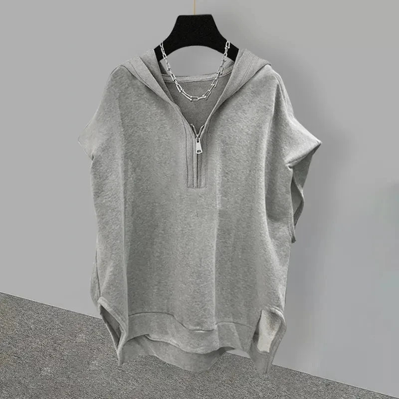 Jemma - Zip-Neck Relaxed Hoodie Top