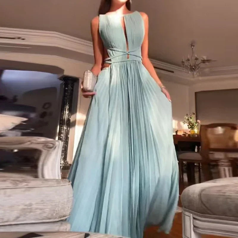 Liana | Backless Pleated Beach Dress