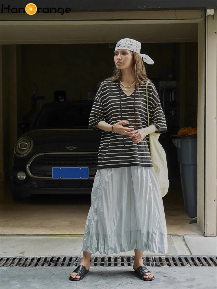 Nora-Striped Relaxed Hoodie Tee