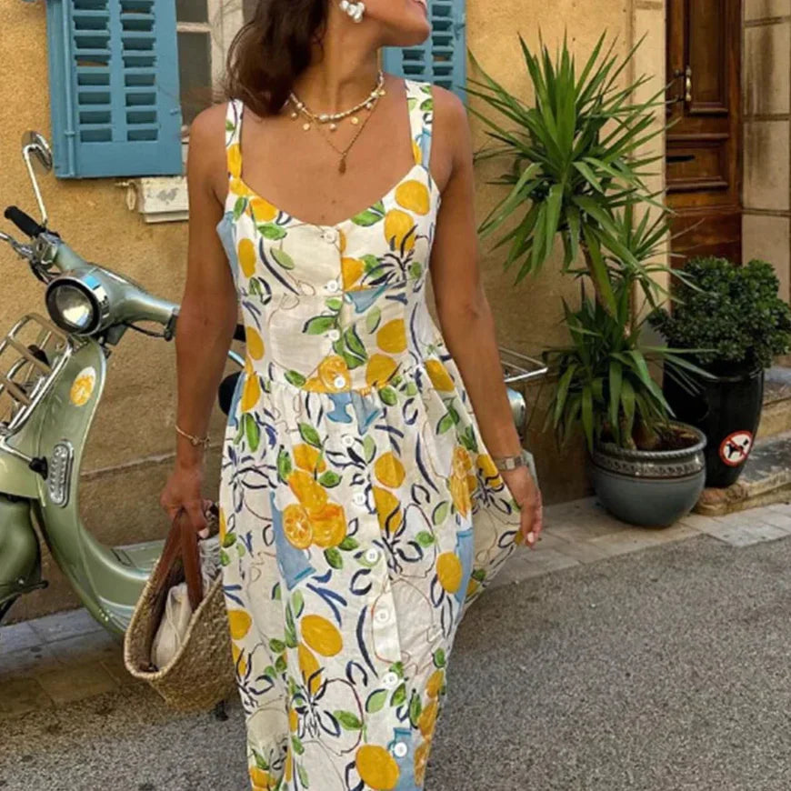 Marseille Lemon Midi Dress
