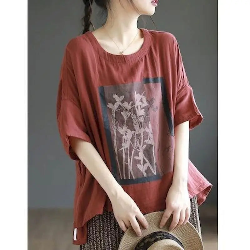 Heart – Oversized Printed Batwing Top