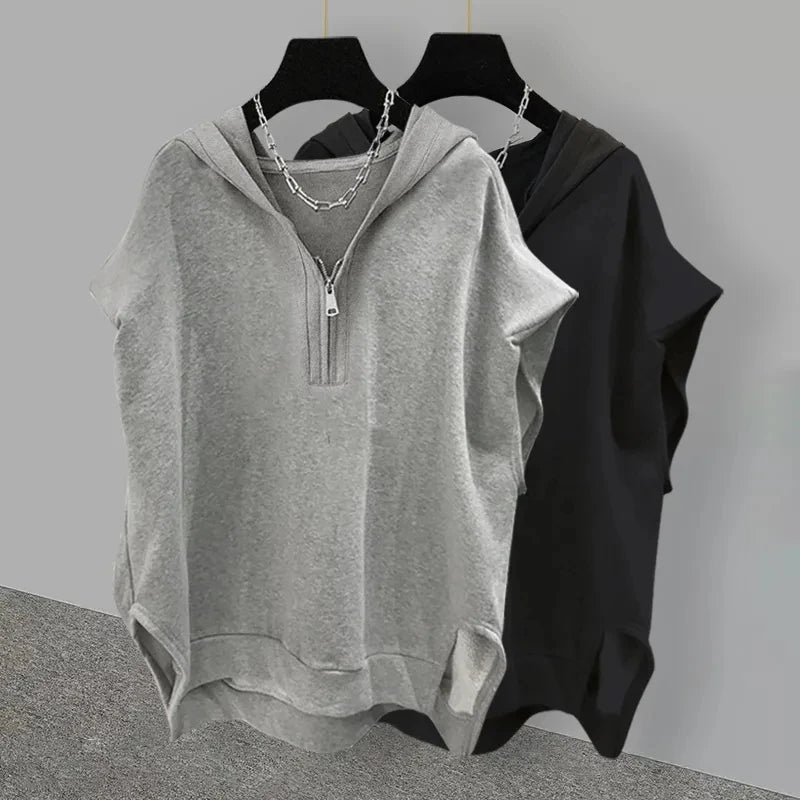 Jemma - Zip-Neck Relaxed Hoodie Top