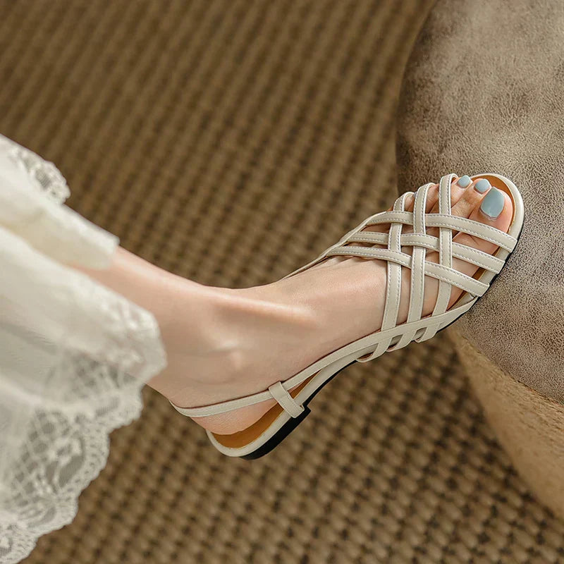 Alina-Woven Flat Sandals