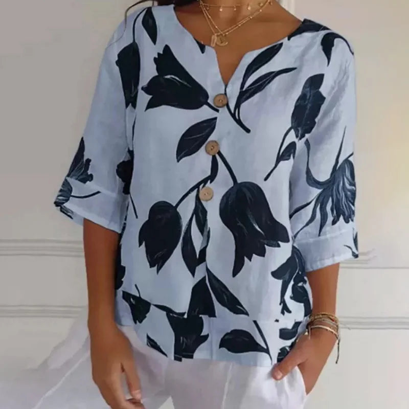 Emma- Bloom Button Front Blouse