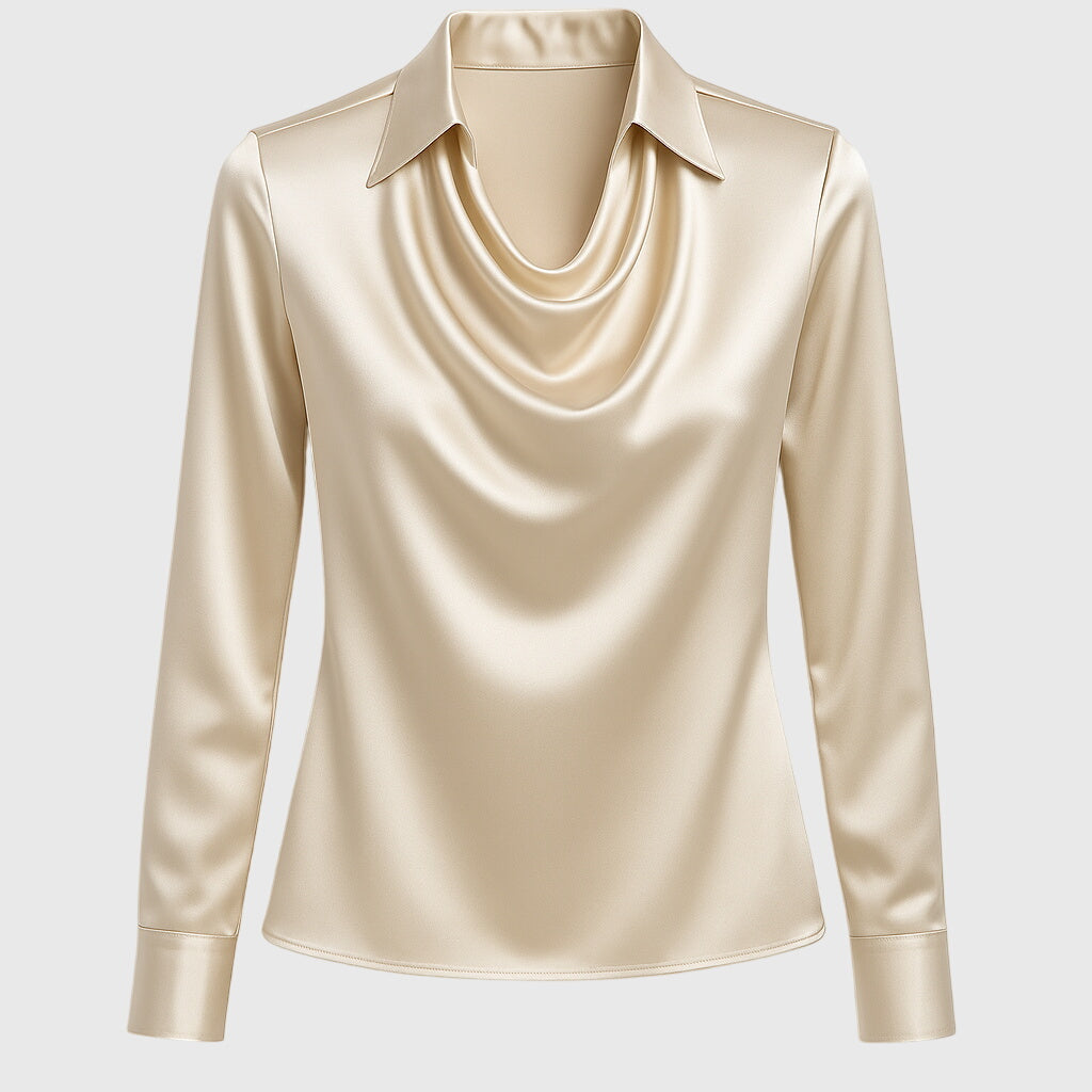 SYLVIA - BLOUSE WITH LUXURIOUS SHINE AND PLEATED COLLAR