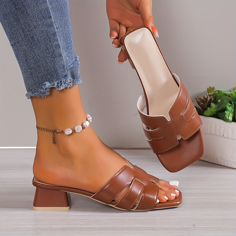 Lina – Cutout Block Heel Slides