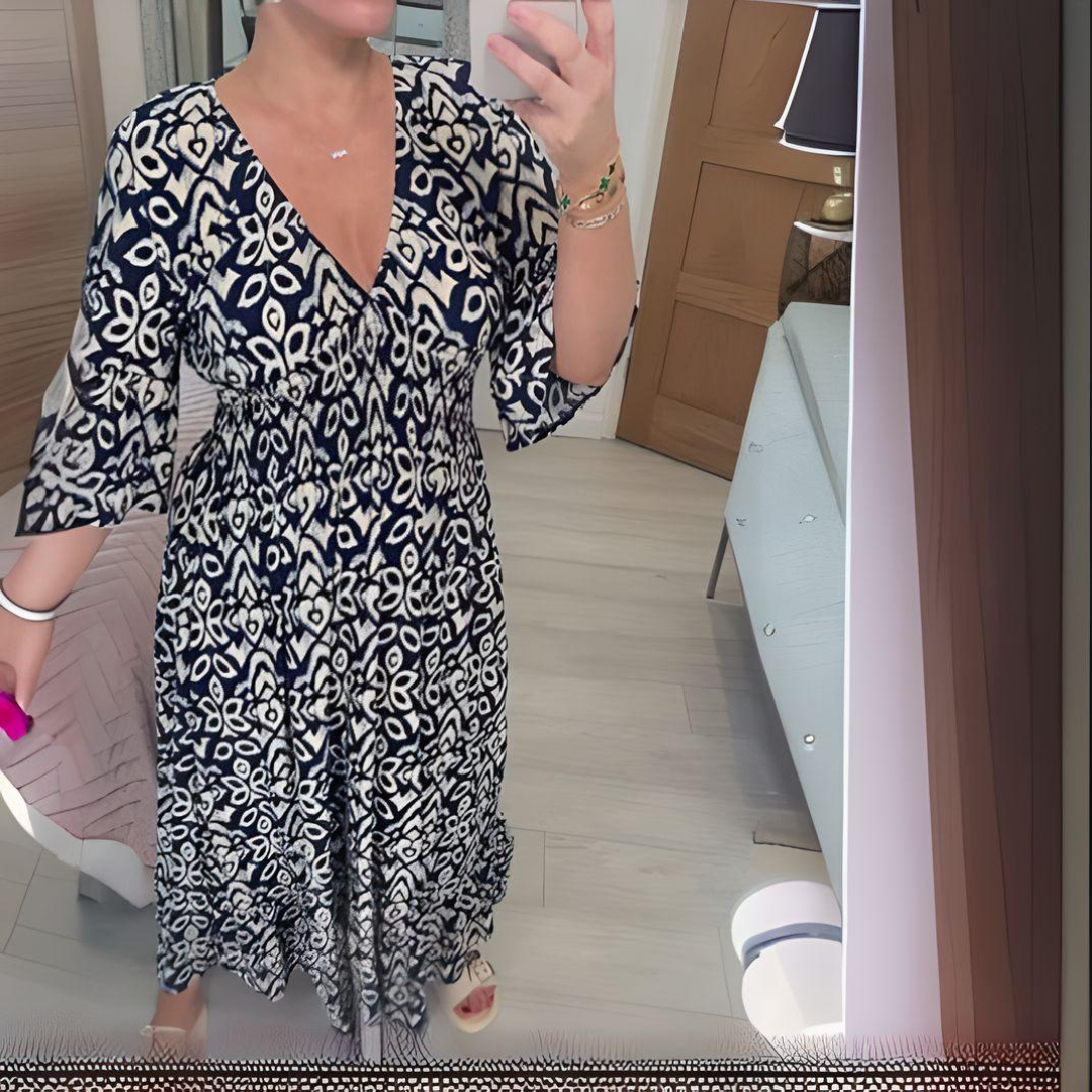 Malina - Summer Flare Sleeve Long Beach Dress