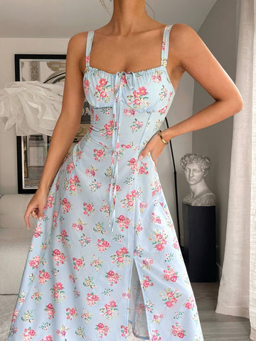 Luna Bloom Backless Midi Dress