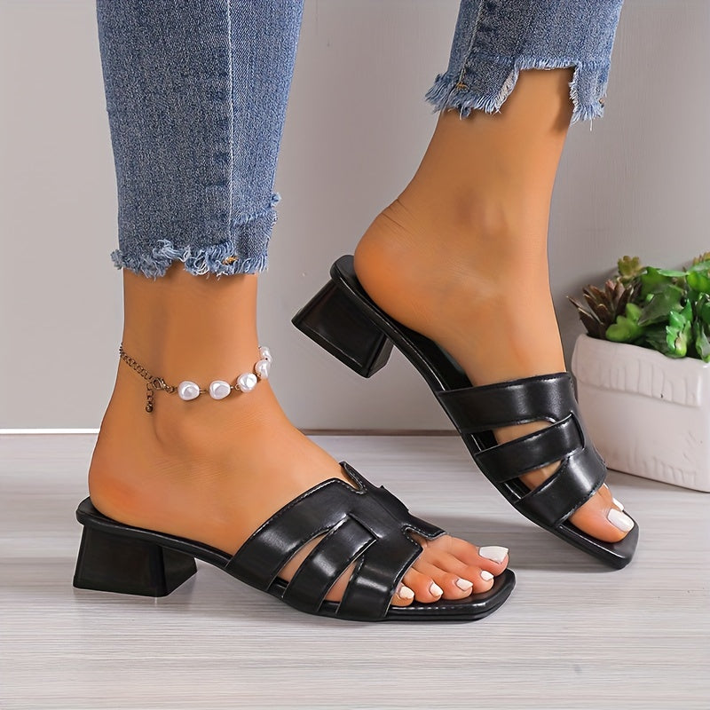 Lina – Cutout Block Heel Slides