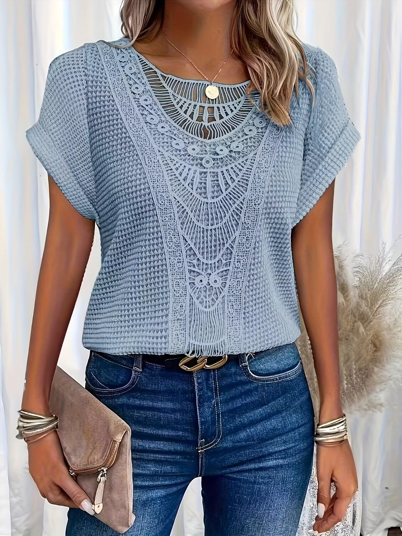 Maya - Boho Knit Lace Tee