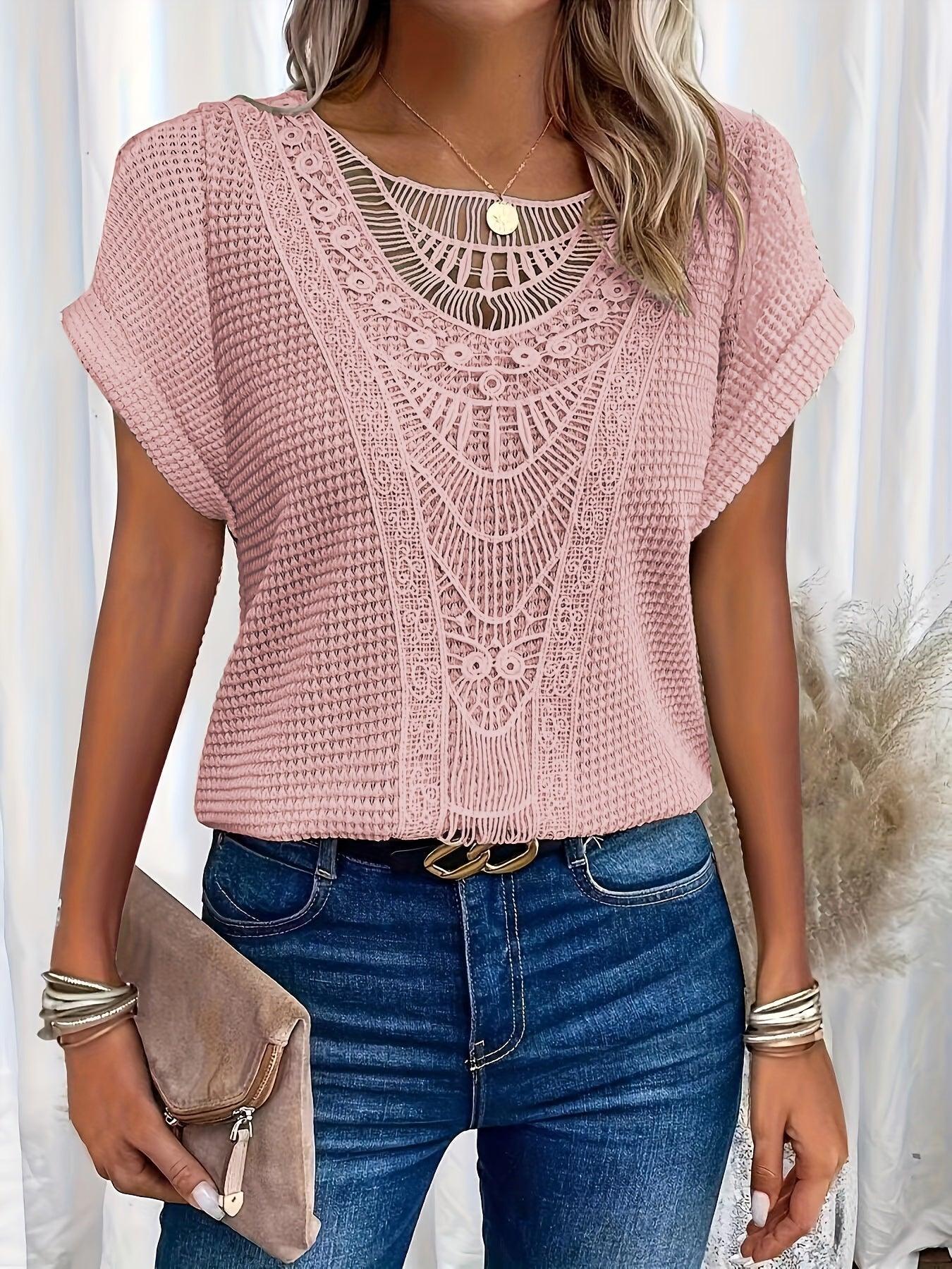 Maya - Boho Knit Lace Tee