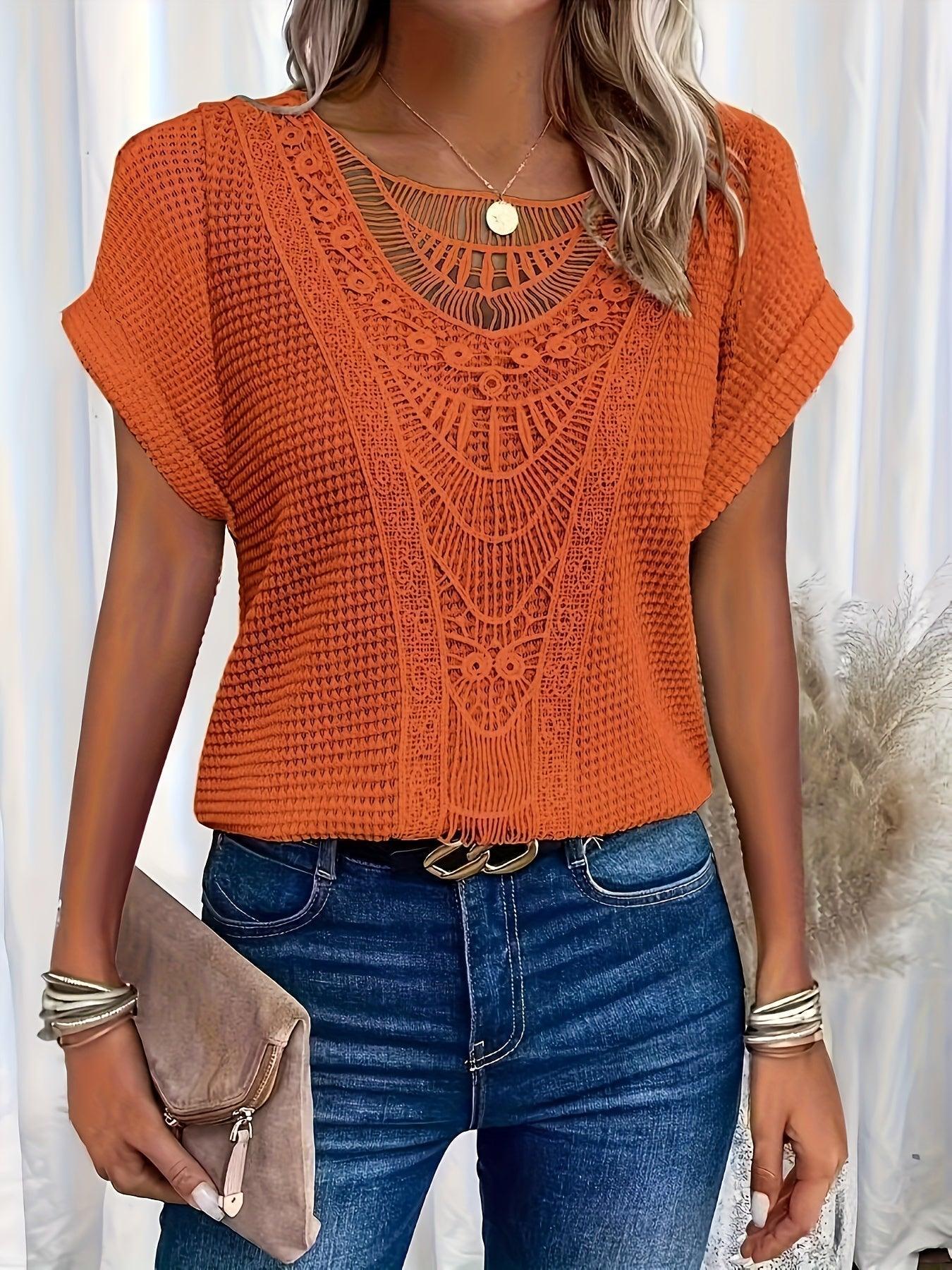 Maya - Boho Knit Lace Tee