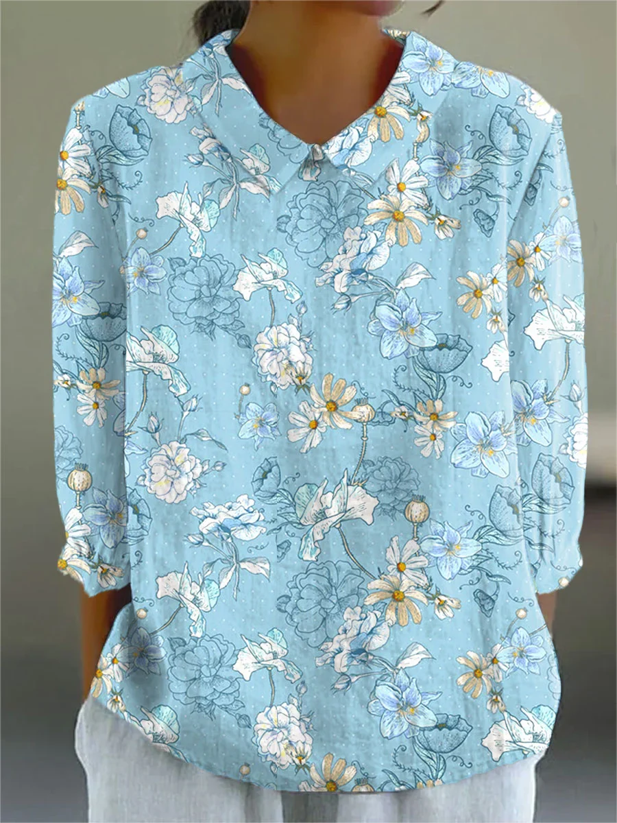 Bluebelle-Floral Collar Shirt