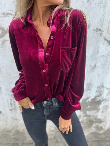 Mira-Velvet Button-Up Shirt