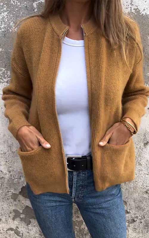 Jenneva - Classic Knit Pocket Cardigan