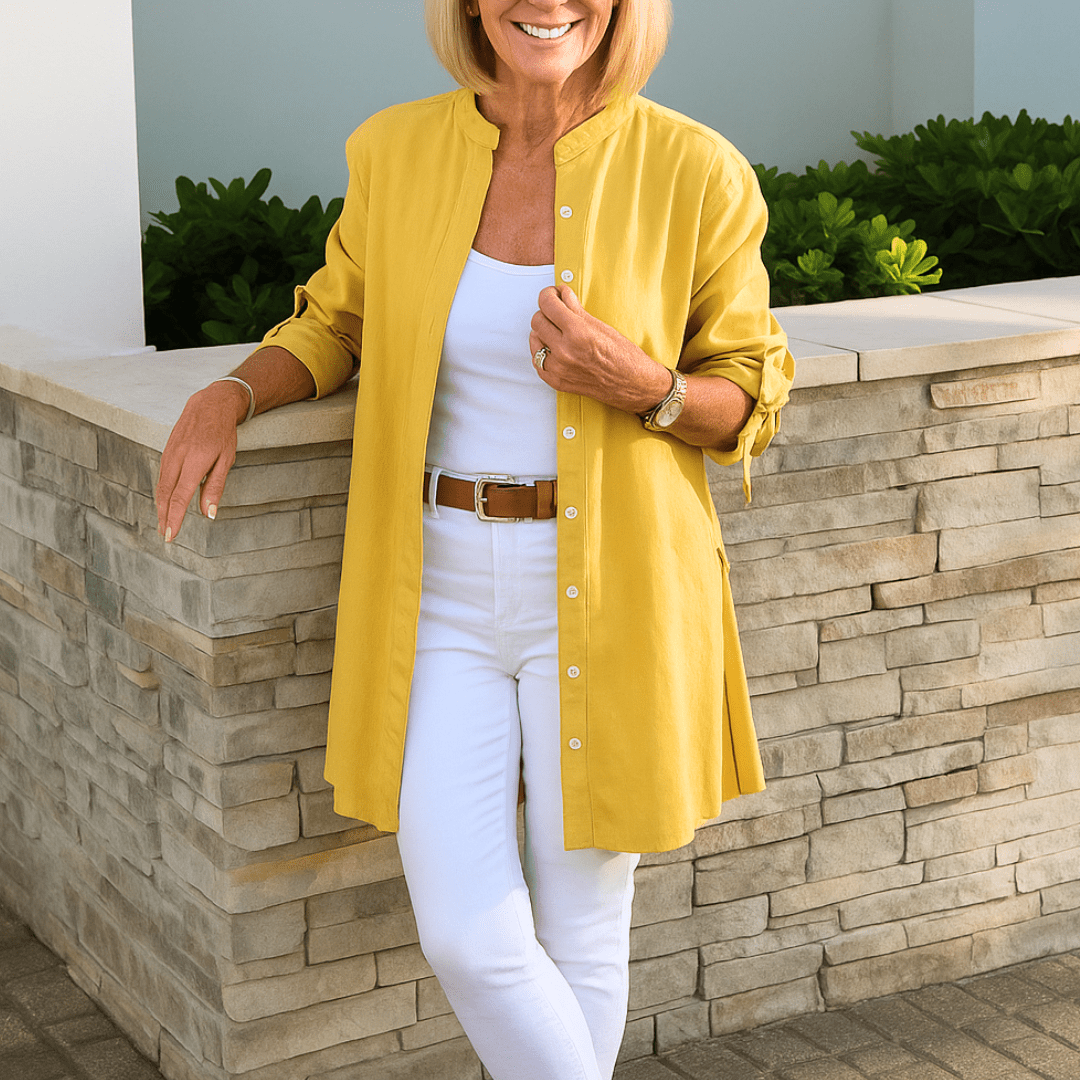 Laura-Flowy Button-Down Blouse