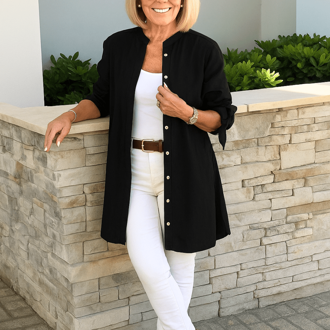 Laura-Flowy Button-Down Blouse