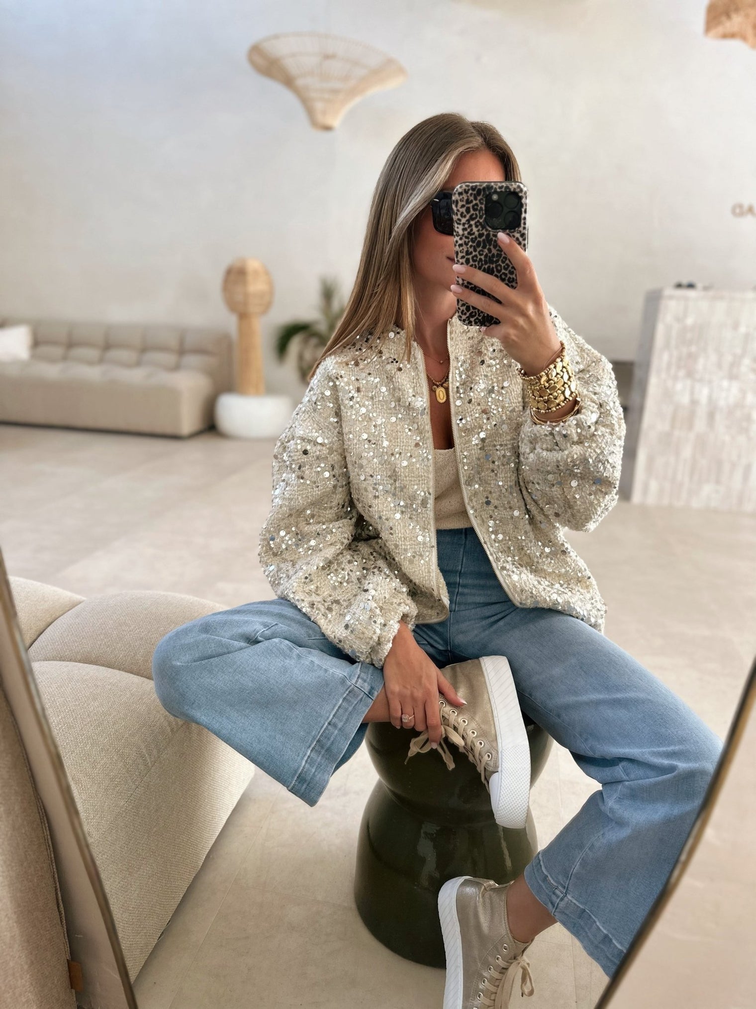 Mickaela – Sequin Bomber Jacket