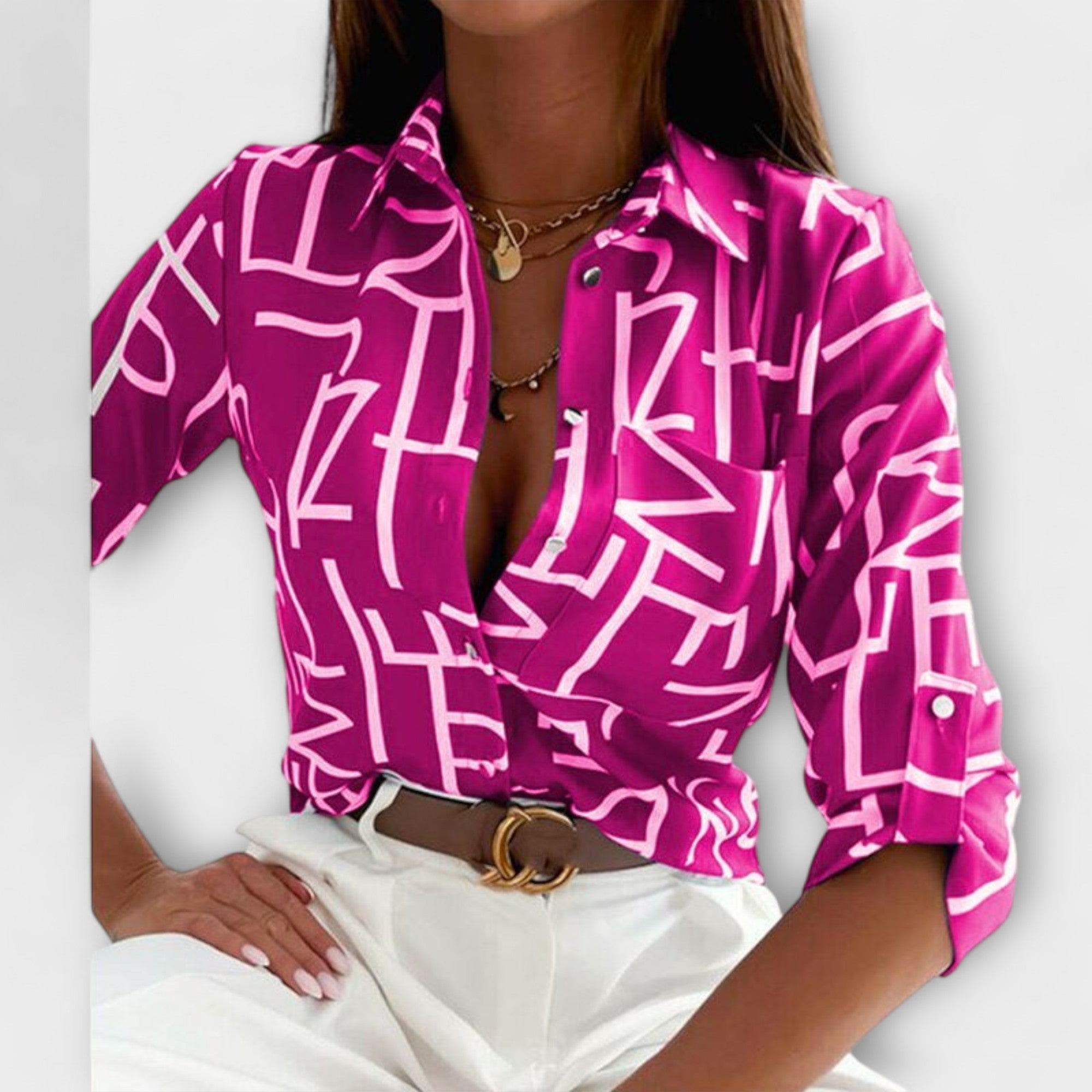 Capri-Mosaic Collared Blouse