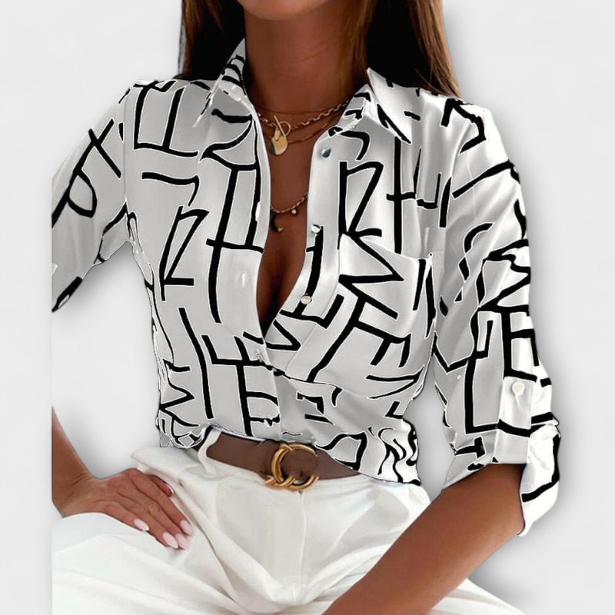 Capri-Mosaic Collared Blouse