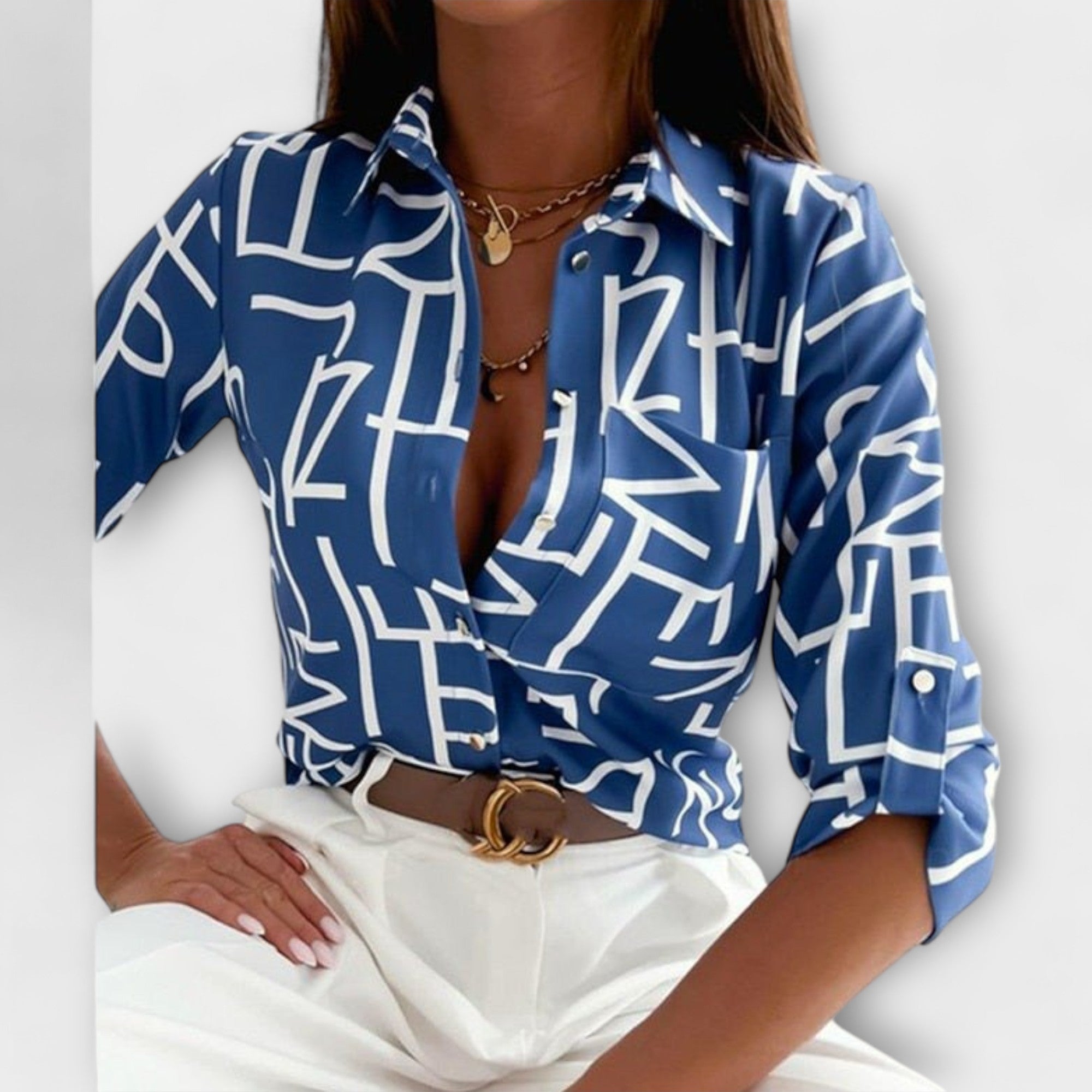 Capri-Mosaic Collared Blouse