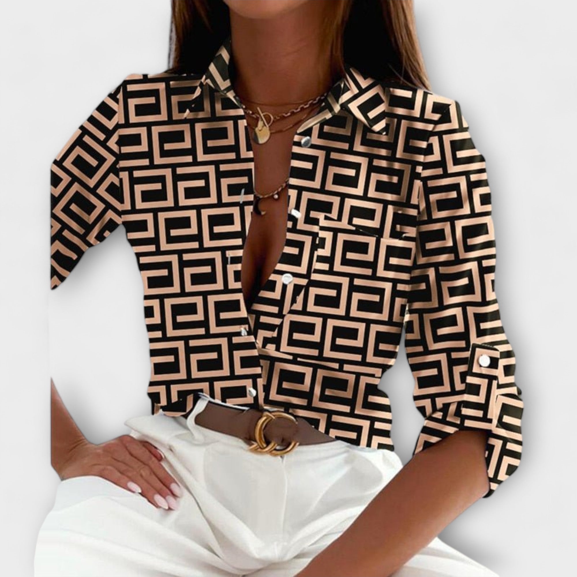 Capri-Mosaic Collared Blouse